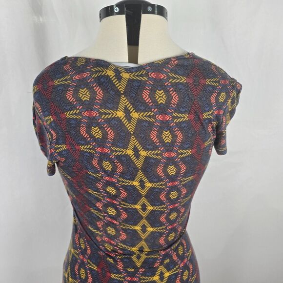 Leota Dress Women's M Multi-Color Geometric Wrap Knee Cap Sleeve Handmade NY - Picture 5 of 15